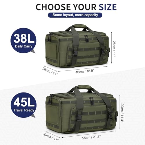 38L Convertible Duffel Backpack, 3 in 1 Gym Bag with Laptop Sleeve, Wet Pockets & Insulated Bottom, Green - color: Green, size: 38L
