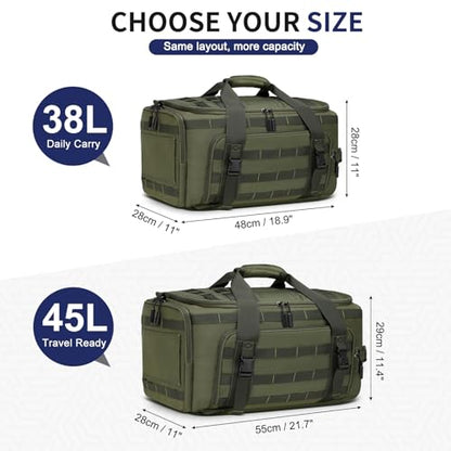 45L Convertible Duffel Backpack, 3 in 1 Gym Bag with Laptop Sleeve, Wet Pockets & Insulated Bottom, Green - color: Green, size: 45L