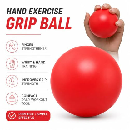 Hand Exercise Grip Ball, Finger Strengthener, Wrist and Hand Training Tool for Sports and Fitness - color: Red