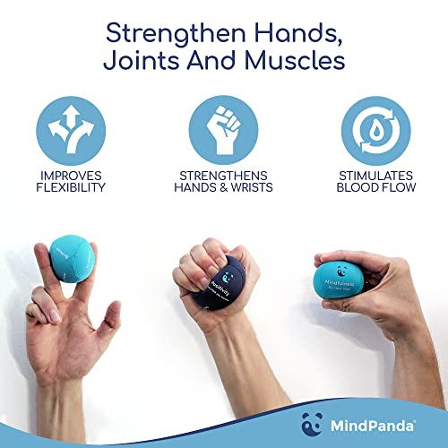 Mind & Body Stress Balls for Adults - Multi-Density Squeeze Balls for Hand Therapy & Grip Strengthening - Stress & Anxiety Relief - Choose 3-Ball (Soft, Medium & Hard) or 2-Ball (Soft & Hard) Sets - color: Mindfuless - Sea Breeze, Ocean Blue, Cloud