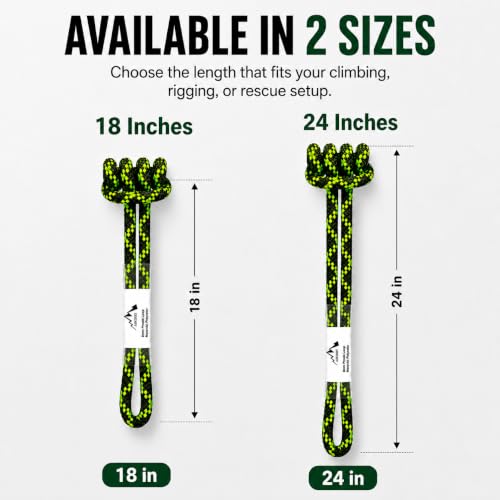 8mm (5/16") Sewn Prusik Loop 18 Inches / 24 Inches - Ideal for Arborist, Firefighting, Rigging, and Rescue Gear Dark Green | 18 inch | Pack of 3 - color: Dark Green | 18 Inch | Pack of 3