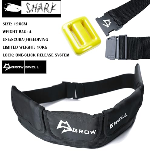 Scuba weight belt with 4 pockets, quick release buckle & comfortable fit diving pocket weight belt with Protection from toxic lead weight exposure,weight pouch belt fit for waist 32" to 52"