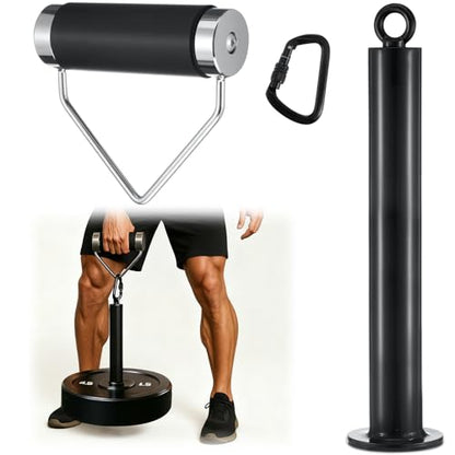 Soulchen 3 Pcs Heavy Duty Rolling Grip and Weight Loading Pin with Carabiner Set 2.5" Rotating Deadlift Handle 16" Loading Pin for LAT Pull-Down Home Gym Fitness Accessories Gift