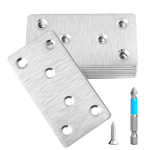 8 Pcs Mending Plate, 3.15 x 1.5 inch Stainless Steel Flat Plates with Holes, Straight Metal Mounting Braces Brackets Kit for Furniture, Wood Joint Connector (Silver, 3.15 inch) - color: Silver, size: 3.15 inch
