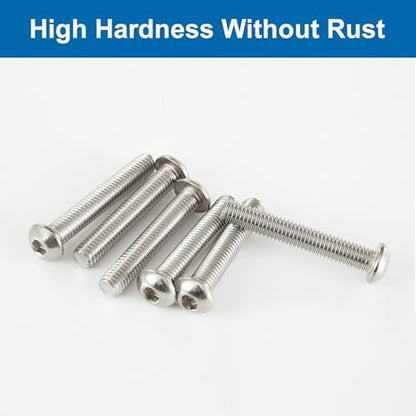 M5 x 30mm 35mm 40mm 45mm 50mm Button Head Socket Cap Screws Bolts, Stainless Steel 304, Metric Allen Hex Drive, Bright Finish, Fully Threaded, Assortment Kit 50PCS - size: Button M5x30-50 mm