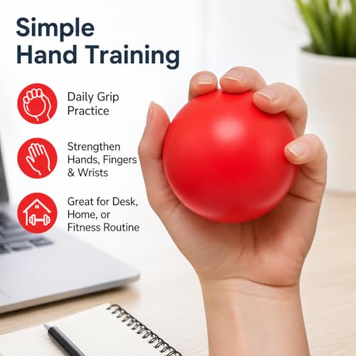 Hand Exercise Grip Ball, Finger Strengthener, Wrist and Hand Training Tool for Sports and Fitness - color: Red