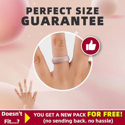 Egnaro Women's Stackable Silicone Rings, 2.5/5.5mm Wide 1.8/2mm Thick Bands | Comfort-Fit Rubber Bands Offer Breathable Flexibility for Nurses, Workouts, Pregnancy, Yoga, Travel, Office, and All-Day Wear - color: SETD7-Black, Green, Cloudy Blue, Cream Bei