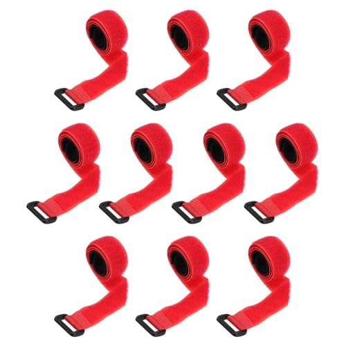 PATIKIL 0.8"x18" Reusable Cinch Straps, 10Pcs Adjustable Nylon Multipurpose Hook and Loop Cable Securing Straps with Plastic Buckle for Organizer Storage Cables Cords Ropes, Red - color: Red, size: 0.8" x 18"