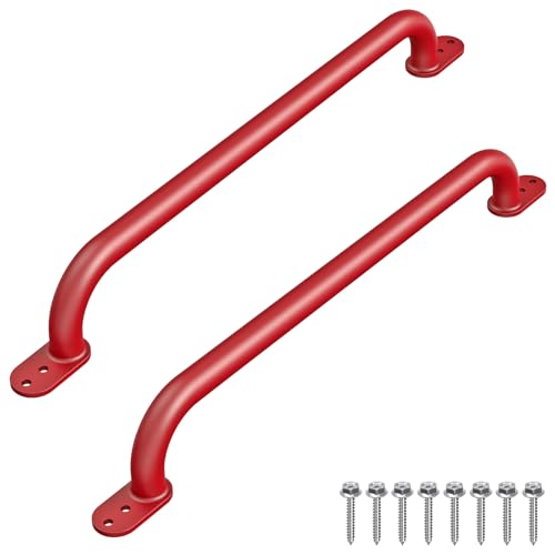 Dolibest 30 Inch Metal Safety Handles, Playground Ladder Handle, Long Grab Handles for Kids Playhouse, Treehouse, Rock Climbing Wall, Swing Set Accessories, Indoor & Outdoor Use (2PCS)-Red - color: D: Red-30 Inch-2pcs