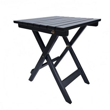 Outdoor Wooden Side Table, Folding Patio End Table, Small Square Furniture Table for Adirondack Chair, Balcony, Porch, Acacia Wood, No Assembly, Black - color: S-black-1