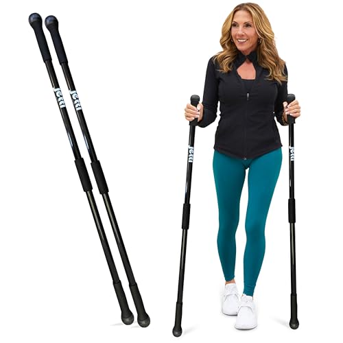 Weighted Walking Sticks for Seniors, Women & Men – 1.2lb Each Ergonomic Hiking Poles for Balance, Posture & Stability – Durable Trekking Poles for Walking - color: Black, size: Medium