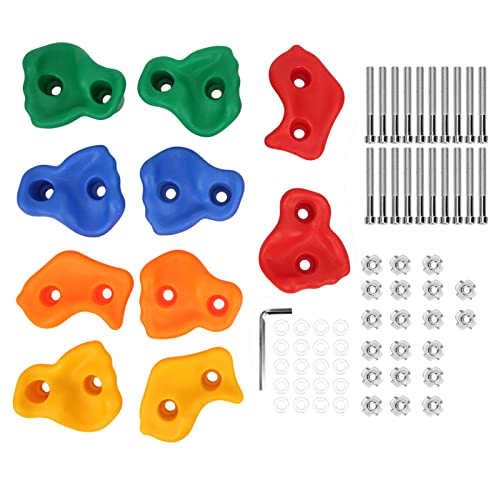 10PCS Rock Climbing Holds for Kids, Rock Wall Holds Climbing Rock Wall Grips for Indoor and Outdoor Playground Play Set - Mounting Hardware Kit Included