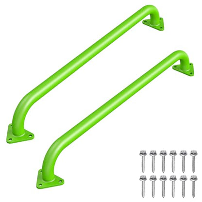 SELEWARE 30" Green Metal Playground Handles Playset Grab Bars Ladder Handle | 500LB 2Pcs Heavy Duty Steel Kids Playground Handles for Indoor/Outdoor Ladder Handrail Swing Set Treehouse Rock Climbing Wall - color: E: 30"-2 Pcs-green