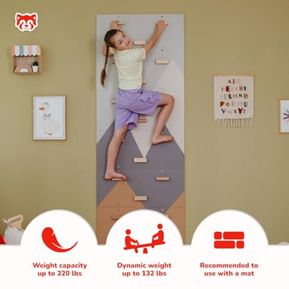 Wood And Hearts Indoor Rock Climbing Wall for Kids – 6 Wooden Climbing Panels with Repositionable Climbing Holds, Montessori Sensory Play Equipment for Kids Playroom (Climbing Module 2) - size: Climbing Module 2