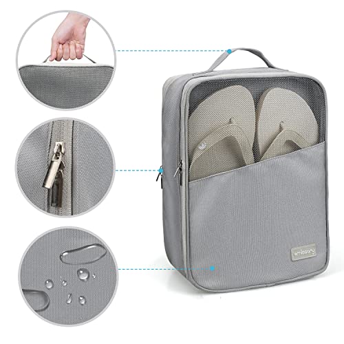emissary Travel Shoe Bag, Holds 3 Pairs of Shoes, Waterproof - Grey | Holds 3 pairs, waterproof rip-stop, breathable mesh + zip pocket; travel shoe bag for gym, golf & weekends - color: Gray-2, size: Small