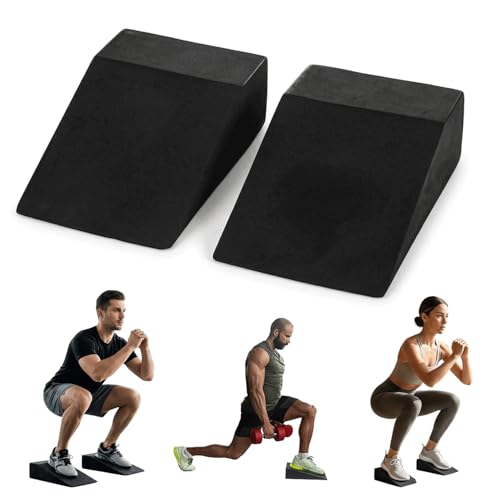 Squat Wedge Block for Heel Elevated Squat Weightlifting Calf Stretcher Slant Board for Mobility Balance and Strength Performance Pack of 2