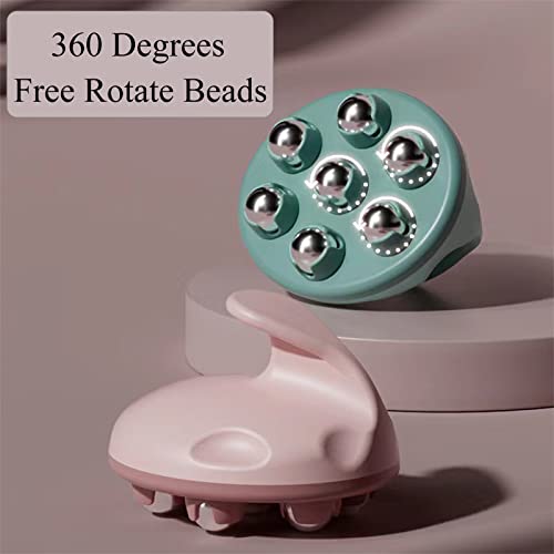 WMM Hand Held Massager, Full Body Massage Tool with Roller Ball Massager Manual 360-degree-roller for Muscle Back Neck Joint Foot Shoulder Leg Pain Relief with Portable Design - color: Pink