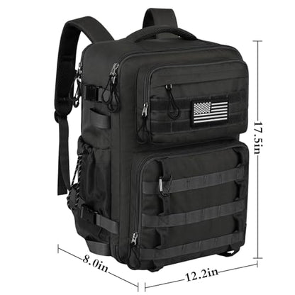 Legestori 25L Military Tactical Bag Backpack for Men, Heavy Duty Molle Daypack 3 Day Bug Out Backpacks Molle Army Large Rucasack Travel Hiking With Bottle Holder (Black) - color: Black