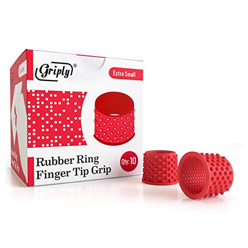 Griply Rubber Finger Tips | Hand Grips | Rubber Tip Finger Protector | Finger Pads (Extra Small) - size: XS (Pack of 10)