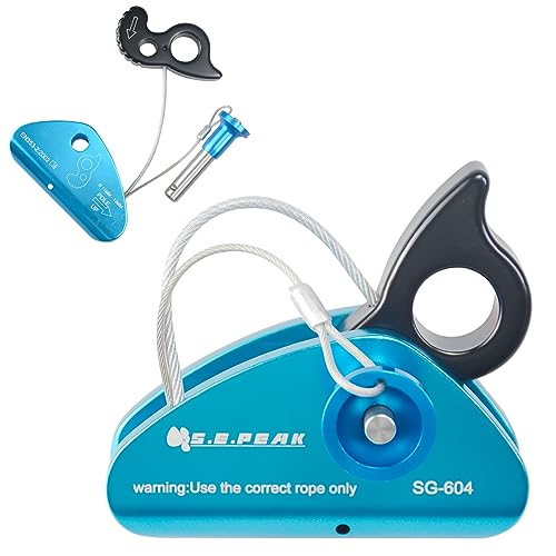 Detachable Climbing Ascender 15kN Rope Grab Ascender, Flip Line Adjuster, Fall Protection Belay Device for Rock Climbing,Tree Arborist/Fit for 11~13 MM Rope - color: Blue-detachable
