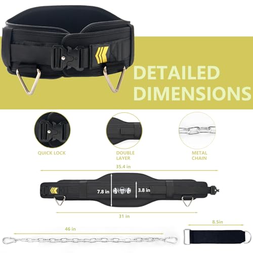 Quick Locking Weighted Dip Belt for Weight Lifting,Weighted Pull up Belt - color: Black