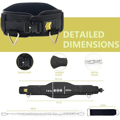 Quick Locking Weighted Dip Belt for Weight Lifting,Weighted Pull up Belt - color: Black
