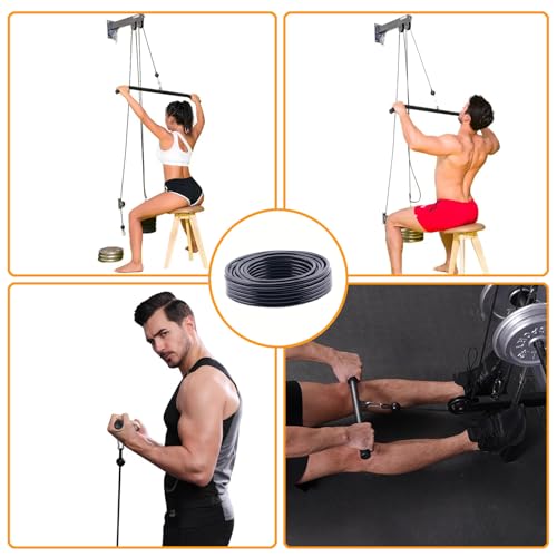 Fitness Pulley Cable,Replacement Cable Machine Accessories for DIY Home Gym, Gym Cable Replacement,3/16"(5mm) TPU Coated