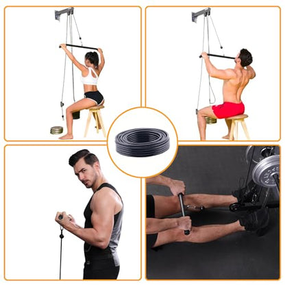 Fitness Pulley Cable,Replacement Cable Machine Accessories for DIY Home Gym, Gym Cable Replacement,3/16"(5mm) TPU Coated