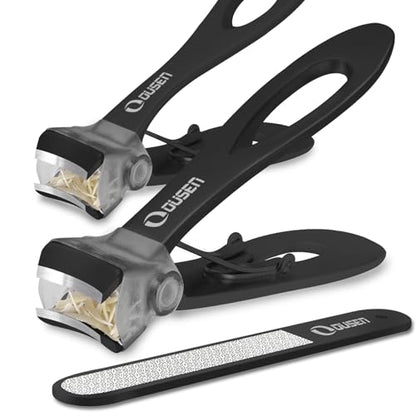 Nail Clippers with Catcher - Anti Splash Wide Jaw Opening Thick Toenail Clippers for Seniors | Self-Collecting Fingernail Cutter Heavy Duty Toe Nail Clippers for Men&Women | Black | L&S - color: Black (L + S)