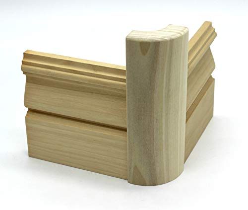 3/4" x 2 1/4" x 6" Poplar (Paint Grade) Outside Radius Corner Base Block Bullnose - Fits 3/4" Radius, Trim Molding (3)