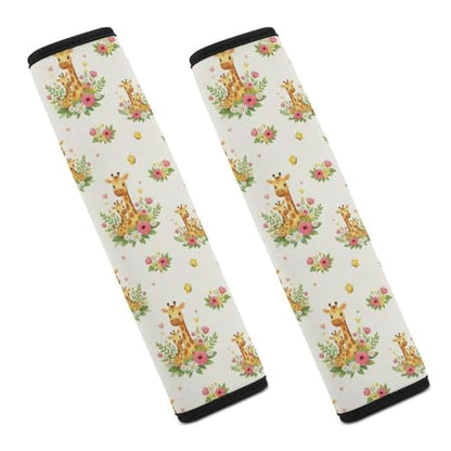 2PCS Universal Fit Car Seat Belt Pad for Kids, Most Cars, Cute Giraffe Flower Seat Belt Cushion, Shock Absorption - color: Pattern 958