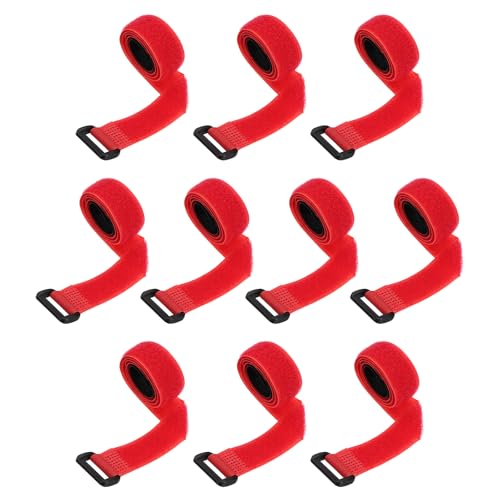 PATIKIL 0.8"x20" Reusable Cinch Straps, 10Pcs Adjustable Nylon Multipurpose Hook and Loop Cable Securing Straps with Plastic Buckle for Organizer Storage Cables Cords Ropes, Red - color: Red, size: 0.8" x 20"