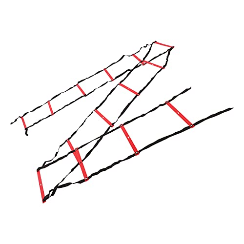 banapoy Agility Ladder, 14 Rung Fixed Distance 7M Speed Ladder, PP Material Training Equipment with Angle Marks and Lightweight Non Slip Design for Soccer Football Fitness Coaches Athletes - color: Red