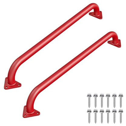 SELEWARE 30" Red Metal Playground Handles Playset Grab Bars Ladder Handle | 500LB 2Pcs Heavy Duty Steel Kids Playground Handles for Indoor/Outdoor Ladder Handrail Swing Set Treehouse Rock Climbing Wall - color: E: 30"-2 Pcs-red