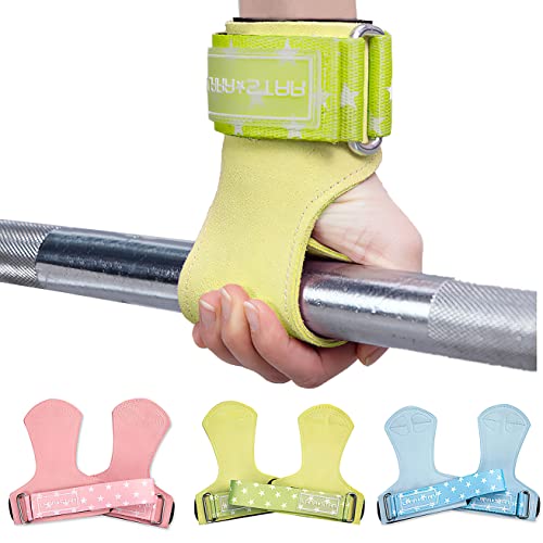 LARA STAR Weight Lifting Wrist Straps for Maximum Grip Support,Lifting Strap for Weightlifting, Gym Grips Hook for Deadlifts, Powerlifting, Heavy Shrug Women/Men - color: Green