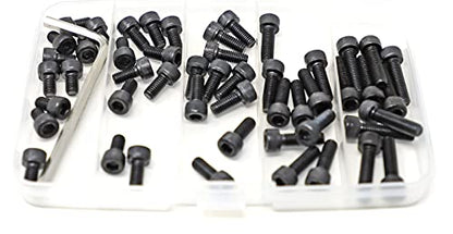 iexcell 50 Pcs M5 x 8/10/12/16/20 Alloy Steel 12.9 Grade Hex Socket Head Cap Screws Bolts Assortment Kit, Black Oxide Finish - size: M5 x 8/10/12/16/20mm