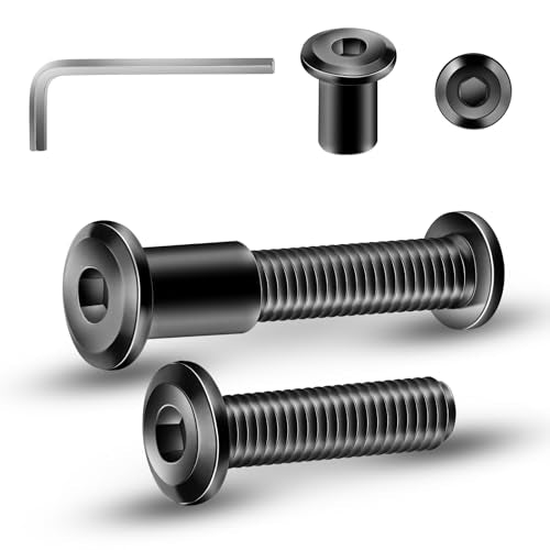 1/4-20 x 1 Inch 20Pcs Flat Head Hex Socket Cap Screws Bolts Barrel Nuts Kit, 304 Stainless Steel 18-8, Full Thread, Black Oxide by SG TZH (with Hex Spanner) - color: Black, size: 1/4-20 x 1"