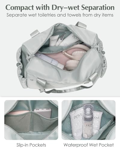 Small Gym Bag, Mini Gym Bag with Yoga Mat Holder & Wet Compartment, Gray | Yoga Mat Bag, Water Bottle Pocket, Detachable and Adjustable Shoulder Strap, Mini Duffle Bag for Workout Travel Dance - color: Gray