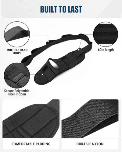 Foot & Calf Stretcher for Plantar Fasciitis Relief, Adjustable Stretching Strap & Foot Rocker Combo for Achilles Tendon, Heel Pain, Hamstring & Muscle Recovery – Physical Therapy Stretching Device for Home Use - color: Darkness