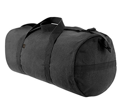 Rothco Heavy-Duty Canvas Shoulder Duffle Bag - Rugged Travel Gym Gear Equipment Bag - color: Black, size: 15 Inches