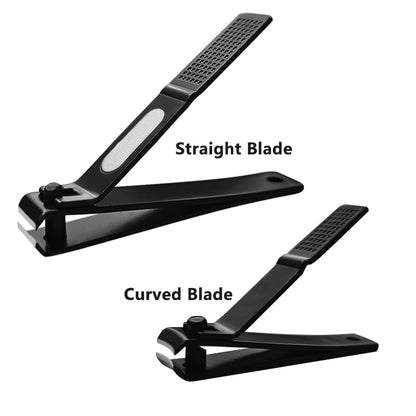 Nail Clippers Set Sharp Black Nail Cutter Fingernail Toenail Clipper with Case Large and Small 2 Piece (Black case) - color: Black Case