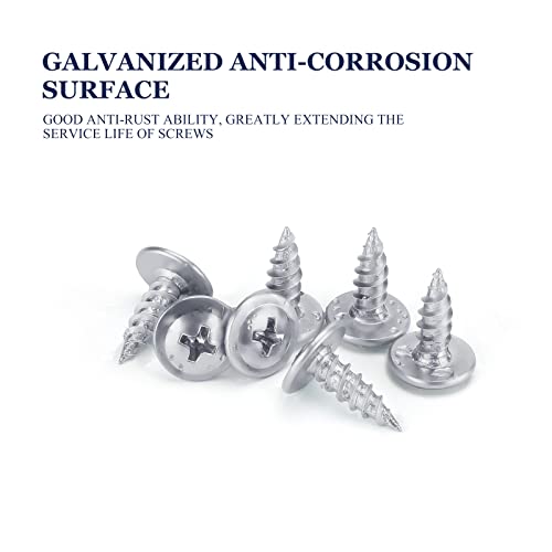 LONTAN 100 Pack #8 x 1/2" Phillips Truss Head for Drawer Slides Screws for Cabinet Glides Galvanized Carbon Steel Screws