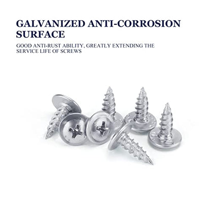 LONTAN 100 Pack #8 x 1/2" Phillips Truss Head for Drawer Slides Screws for Cabinet Glides Galvanized Carbon Steel Screws