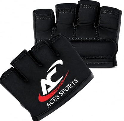 Gel Knuckle Protector, Black MMA Gel Hand Guard, Fingerless Design - size: Small-Medium