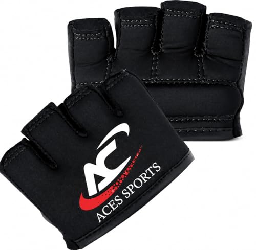 Gel Knuckle Protector, Black MMA Gel Hand Guard, Fingerless Design - size: Small-Medium