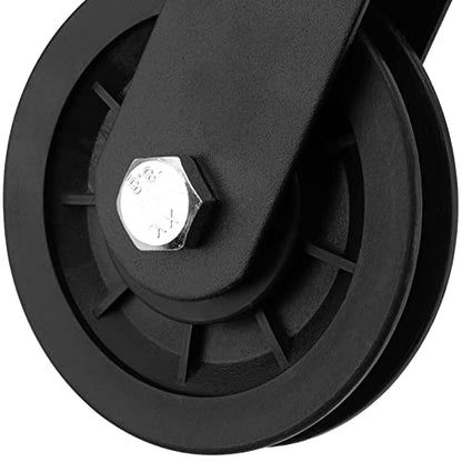 4 Pack Cable Pulley Wheel 3.5 in/90 mm, 360 Degree Rotation Aluminum Silent Pulley for Gym Exercise, Home Project and Lifting, Black