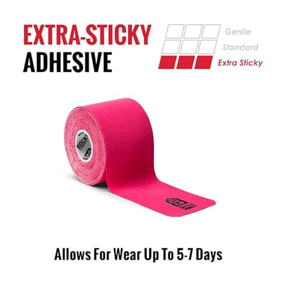 RockTape Go Extra-Sticky Adhesive Pre-Cut Kinesiology Tape (Pink) - color: Pink, style: EXTRASTICKY