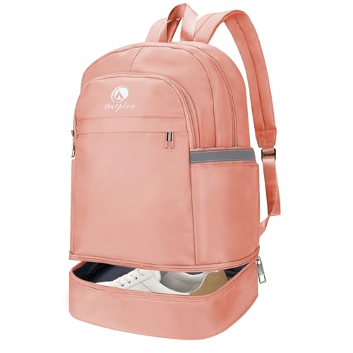 Small Cheer Backpack, 28L Lightweight Sports Gym Backpack Bag | for Women, with Shoe Compartment & Waterproof Wet Pocket & Luggage Strap & Water Bottle Holder, for Travel Workout Sports - color: Pink