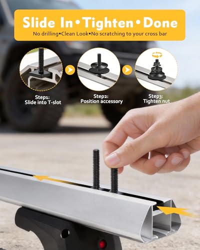 T Slot Bolts for Roof Rack Cross Bars, Platform, Cargo Basket, Stainless Square T Track Bolt Adapter to Secure Bike/Ski/Kayak Rack, Solar Panel, Awning, 4mm Thick - color: M6x35mm,12pk
