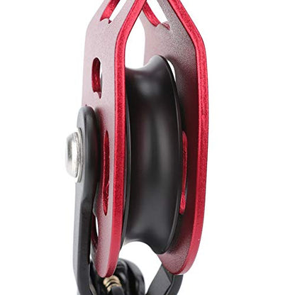 Rock Climbing Pulley, Heavy Duty 4KN Single Rope Pulley Block Aviation Aluminum Pulley Wheel for 8-12mm Rope Lifting Device